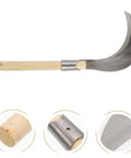 Long Handled Weeding Sickle With Wooden Handle Multipurpose Manual Garden Tool For Lawn Care Weeding Harvest And Soil Prep Anti Slip Grip