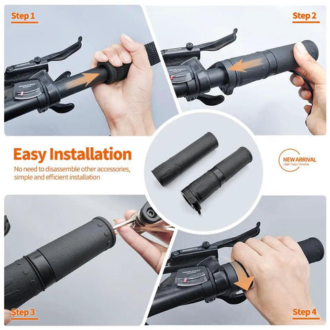 Right Hand Twist Throttle For Electric Bikes And Scooters Three Pin Waterproof Plug 22mm Handlebar Compatible Fits 12V To 72V E Bike Conversion Parts Easy Install For Adults And Daily Commute Plug And Play