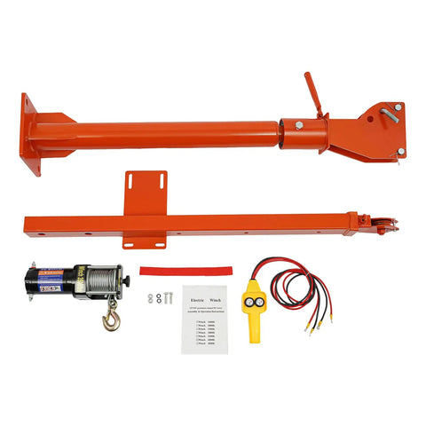 Heavy Duty 1100 Lb Truck Mounted Crane Hoist W/ 12V Electric Winch For Rough Work Zones Built To Last Q235 Steel components display