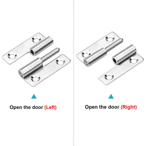 12 Pack H Shaped Lift Off Hinges For Cabinet Doors, 2 Inch By One And Three Eighths Inch, Stainless Steel 304, Left and Right View