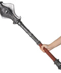 33.4 Inch Foam Meteor Hammer Prop For Cosplay And Halloween, Safe PU Foam Knight Mace Weapon, silver realistic look, lightweight