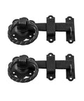 Black Wrought Iron Gate Floral Ring Turn Latch Lock Set 6 Inch Long, Light Duty Antique Latch Pull For Barn Doors or Gates, Pack of 2