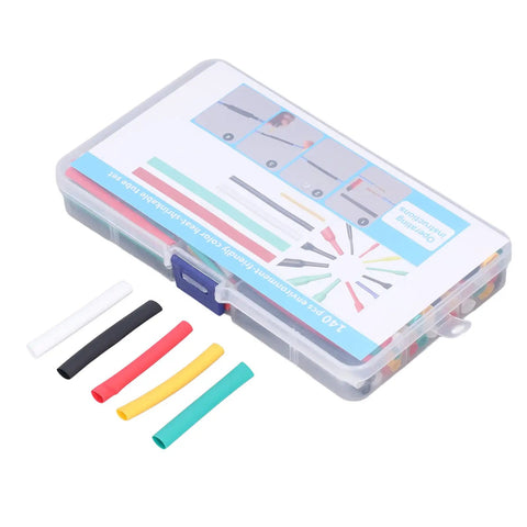Super Cool 140Pc Heat Shrink Tubing Kit That Totally Slaps For All Your Wire Wrapping Needs And Durable Electrical Insulation Work Plus Color Coding And Cable Bundling In Various Sizes To Keep Yall Safe, plastic case with multicolor tubes
