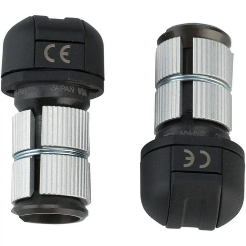 Close-up of Left And Right Di2 TT Bar End Shifters R9160 Eleven Speed, showing lightweight black and silver design for aero handlebars.