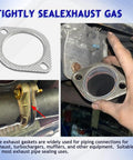 Two-piece car exhaust gasket; perforated metal flange, universal fit (front view)