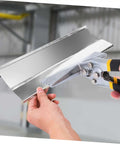 Person using Beefy Multi-Functional Hand Seamer Tool with Electric Edge Folding Pliers for HVAC sheet metal bending and clamping