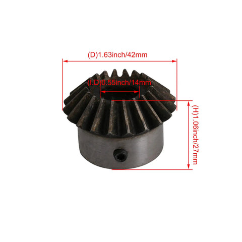 Two Piece Modulus 2 Bevel Gear Set With 20 Teeth 14mm Bore 90 Degree Tapered Bevel Made From 45 Steel Beefy Heavy Duty Gear