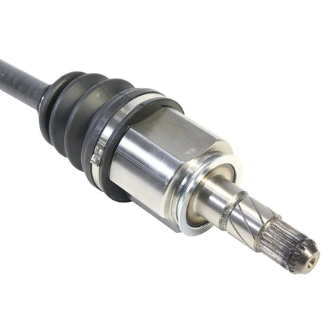 Front Right CV Axle Assembly For Nissan GTR 09-24 And Infiniti M37 11-13 M35 06-08 Beefed Up Heavy Duty Build With Heat Treated Components Silent Ride Technology For Quiet Long Lasting Performance With Limited Lifetime Warranty Easy Install. shiny CV axle shaft end with rubber boot