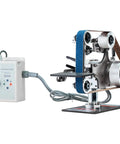 Heavy Duty Belt Grinder Sander With Smooth Operator Variable Speed VFD And 550 Watt Motor showing variable speed control and blue sanding belt.