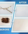 Before and after images showing Large 10 By 10 Inch Drywall Patch Kit Self Adhesive Fiberglass Wall Patch repairing holes.