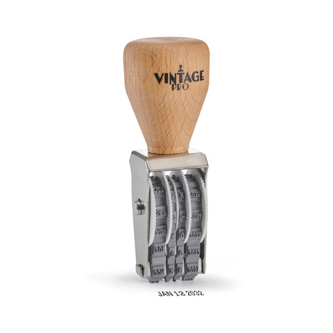 Vintage Pro Heavy Duty Date Stamp Workhorse featuring adjustable MMM DD YYYY for accurate date marking.