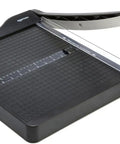 Workhorse Heavy Duty 12 Inch Paper Cutter For Office And Crafts With Safety Guard And Blade Lock, shown in angled view