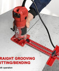 4 In 1 Router Milling Groove Bracket Kit With Aluminum Alloy Circle Cutting Jig in use for precise edge cutting on a surface.