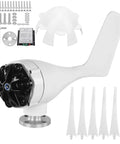 Six Nylon Fiber Blade Wind Turbine Generator With Controller for home wind power system on display, parts included