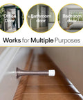 Close-up of Spring Door Stopper With Rubber Tip 3-1/4 Inch Pack Of 4 Wall Mounted Door Stop Cushion in use on wall baseboard