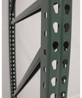 Built Tough Teardrop Pallet Rack Frame With Center Reinforcing Rib And Impact Resistant Columns close-up of green vertical frame design