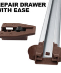 Plastic Center Mount Drawer Track Guides Replacement Kit With Screws showing guides and track for drawer repair