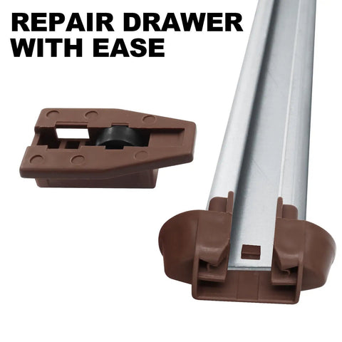 Plastic Center Mount Drawer Track Guides Replacement Kit With Screws showing guides and track for drawer repair