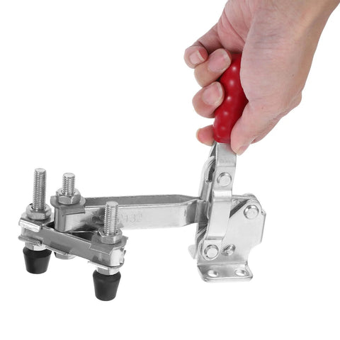 Hand adjusting Two Pack Beefy Vertical Double Head Quick Release Welding Toggle Clamps Zinc Plated Iron Fixed Workholding Clamps