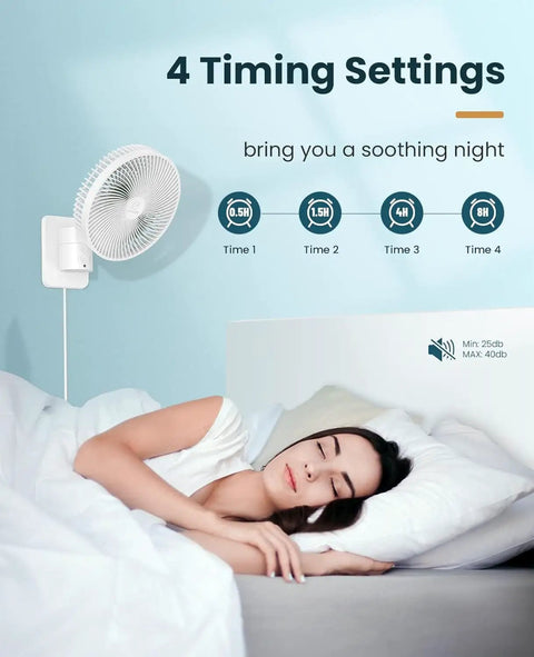 Dope 8 Inch Wall Mounted Fan With Remote, 90 Degree Oscillation, Four Speed Settings, Quiet Operation, Adjustable Tilt