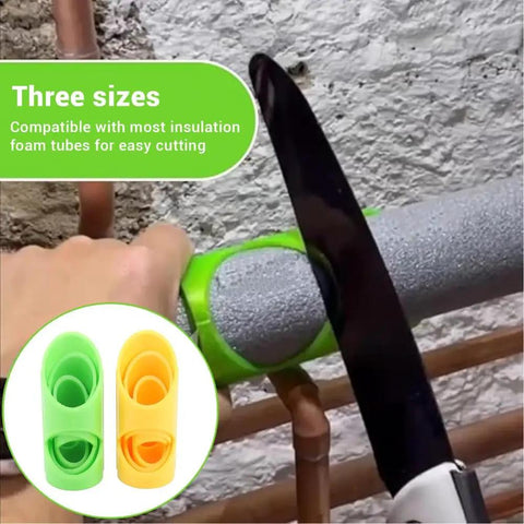 Six Piece Foam Pipe Cutter Tool Kit With ABS Insulation Cutting Guide Fixture for easy cutting of foam insulation on pipe