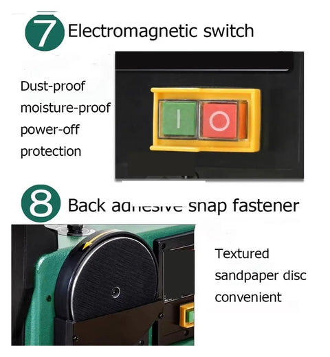 Electromagnetic switch and back adhesive snap fastener on Cordless Belt And Disc Sander For Wood, Heavy Duty Electric Grinder.