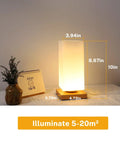 Vase Table Lamp With Frosted Glass Shade And Wood Base Dimmable 3 Color LED Bedside Light USB Charge