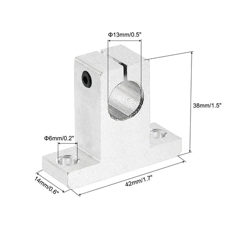4 Pack SK13 Aluminum Linear Rod Rail Shaft Supports For 13mm Diameter Shaft Mounting Brackets For CNC Machines and 3D Printers, side view