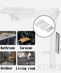 Heavy Duty Aluminum RV Table Base Mount With No Sweat Rotatable Adjustments, showing versatile installation options in different settings.