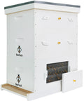 Newest Windows 8 Frame Beehive Kit Hand Painted visible with window showing bees inside, unassembled hive box two deep one medium
