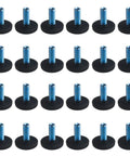 24 Pack M8 1.25mm Furniture Leveling Feet Screw On Adjustable Levelers For Chairs Tables Cabinets Desks Sofas The Go To Home Office Shop Must Have For Everyday Use, shown in black and silver.