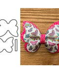 1 Set Butterfly Bow Tie Metal Die Cuts For DIY Scrapbooking And Card Making; shown as metal stencil with colorful paper bow design.