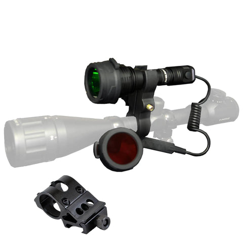 1000 Lumen Hunting Flashlight Kit With Red And Green Beams Long Throw To 676 Yards Rechargeable Battery Lumentac Rifle Mount