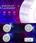 Nebula Night Light Projector for Bedroom with 16 Million Colors and 7 Nebula Modes Ceiling Star Projector shown at 4 angles