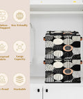 Fan Favorite Black And White Boho Design Storage Bins With Secure Lids Foldable Closet Organizers Featuring Soft Leather Handles For Heavy Duty Washable Home Decluttering in closet.