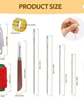 37Pcs Big Eye Steel Sewing Needles Kit With Threader And Repair Tools showing needle sizes and tools for DIY crafting