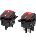 Two Pack 30A Waterproof Rocker Switch 125V/250V AC On Off DPST Toggle With Red LED 4 Pins Marine Grade UL CE TUV Certified