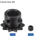 Chain Roller Sprocket Ten Tooth for One Quarter Inch Pitch with Ten Millimeter Bore Beefy Carbon Steel C45 Sprockets, close-up view