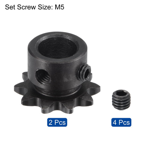 Chain Roller Sprocket Ten Tooth for One Quarter Inch Pitch with Ten Millimeter Bore Beefy Carbon Steel C45 Sprockets, close-up view