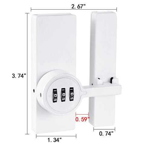 Keyless 3 Digit Mechanical Password Lock For Cabinets And Barn Doors 180 Degree Flip Latch With Combination Privacy Safe White