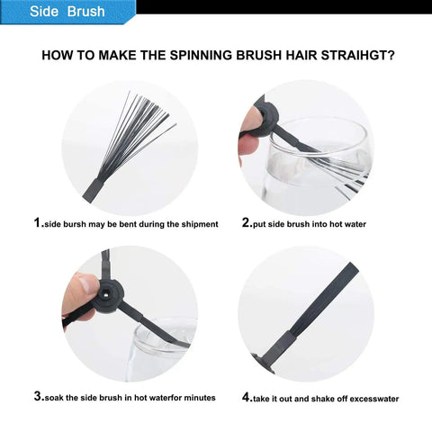 How to straighten side brushes in Replacement Parts Kit For ILIFE RoboVac V3 V3s V5 V5s Pro with hot water method.