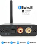 32 Bit Bluetooth Receiver For Home Stereo With Adaptive Bluetooth 5.3, Optical And RCA Outputs, rear view with connections