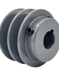 Double Groove V Belt Pulley 2AK25 3/4 Inch Bore 2.55 Inch OD For A AX 3L 4L Belts Cast Iron Motor Pulley With Standard 3/16x3/32 Keyseat Balanced Rust Resistant Heavy Duty Pulley For Industrial Machinery.