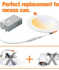 Ultra Thin 6 Inch Recessed LED Lights With Junction Box 12W 100W Equivalent 5CCT 2700K-5000K Selectable product image