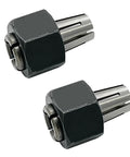 Beef Up Your Router With Replacement One Quarter Inch Collet Chuck And Nut Assembly For Dewalt DWP611 DWP611PK DCW600B DCW600B CA And Porter Cable 450 450PK 4512 Routers Two Pack Collet Nut Kit, showing two black and silver collets side by side