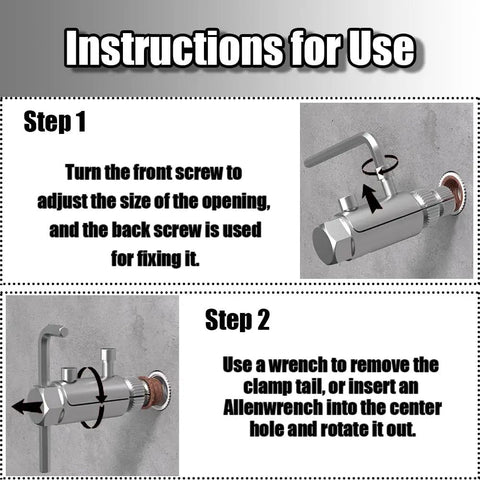 Instructions for using Pro Grade Heavy Duty Pipe Extractor Tool For Half Inch, Three Quarter Inch And One Inch Pipes; steps for adjusting and removal.