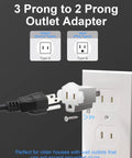 Hella Durable 3 Prong To 2 Prong Outlet Adapter And Fireproof Polarized Splitter Converter in use with grounded plug.