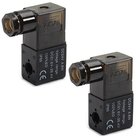 2 Pack DC 24V Pneumatic Solenoid Valve Coil Replacement For Electric Solenoid Air Valve showing copper coil plug connector