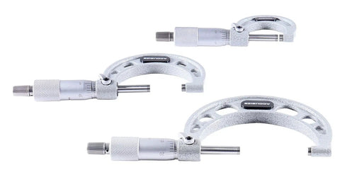 Three Piece Ultra Precision Outside Micrometers Set 0 To 3 Inches With 0.0001 Inch Vernier Graduations M Type Carbide Tips