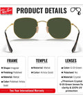 RB3548N Square Round Dope Non-Polarized Sunglasses For Men And Women With G-15 Green Lens, Slick Modern Frame in product details display